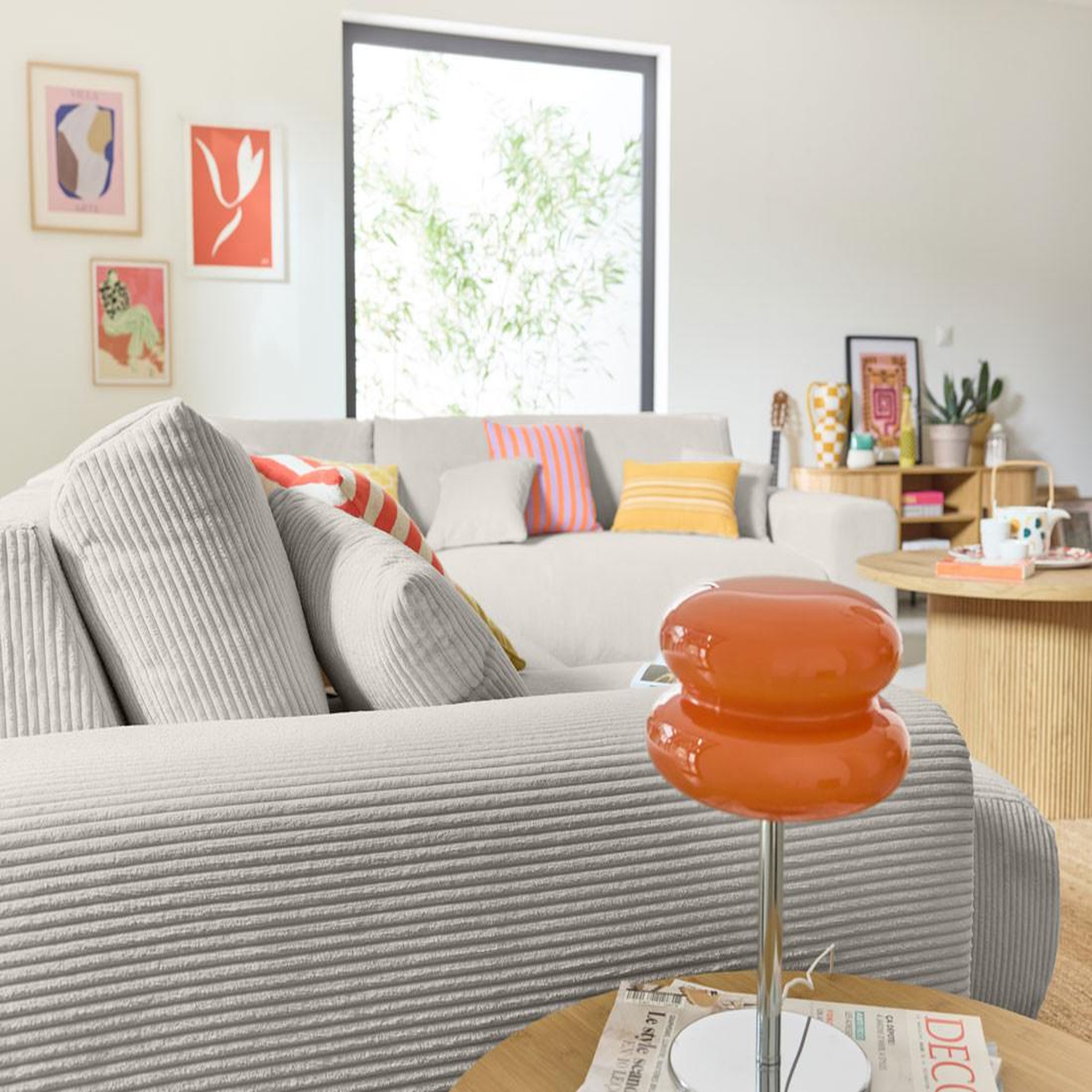 Voir la diapositive 3 : BEST MOBILIER Garance - canapé modulable d'angle droit - 8 places - en velours côtelé