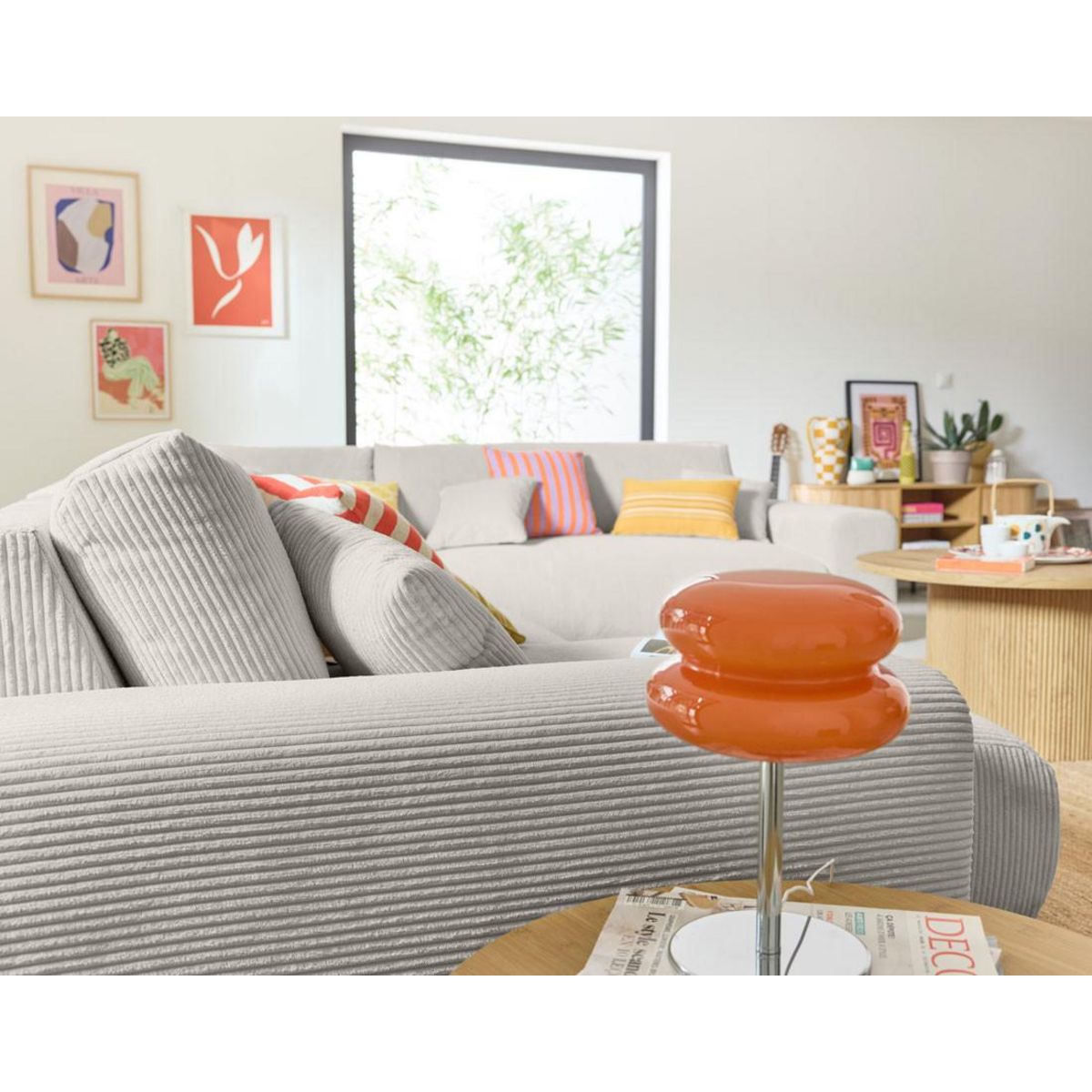 LISA DESIGN Garance - canapé modulable d'angle droit - 8 places - en velours côtelé