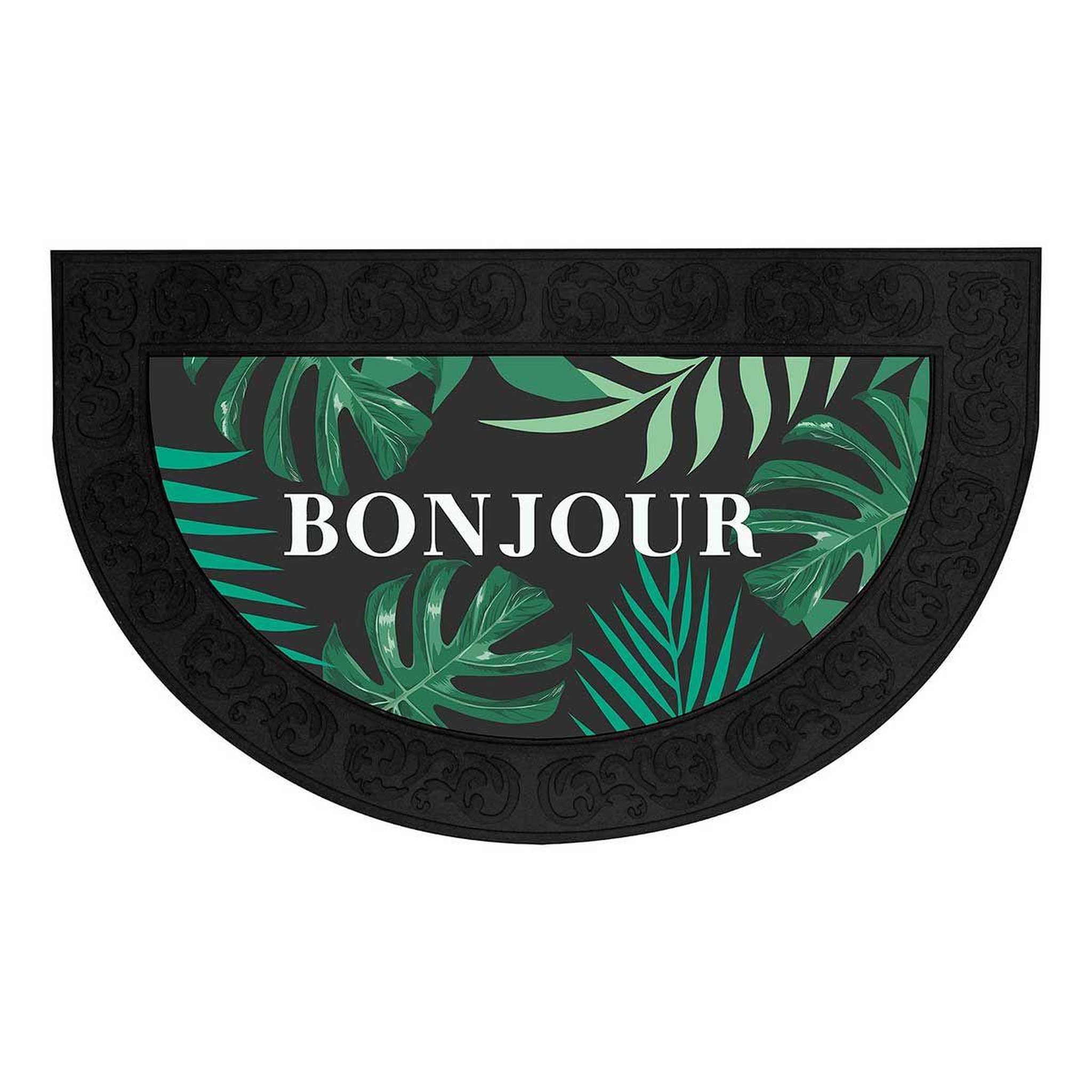 Douceur d'Intérieur Tapis d'Entrée Demi-Lune  Vesta  45x75cm Noir & Vert