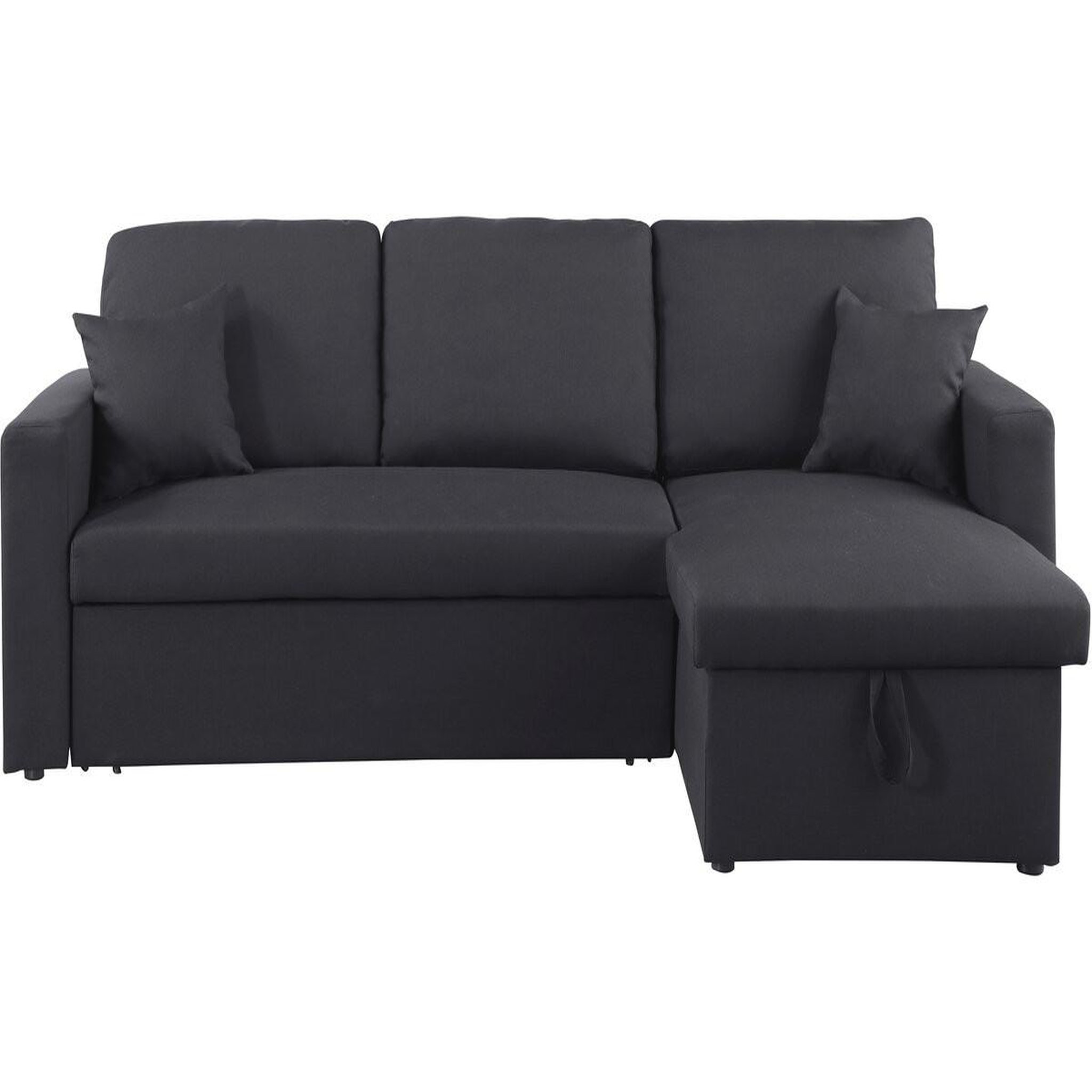 Voir la diapositive 4 : Habitat et Jardin Canapé d'angle convertible/ réversible  Alain  - 221 x 145 x 85 cm - 3 places - Noir