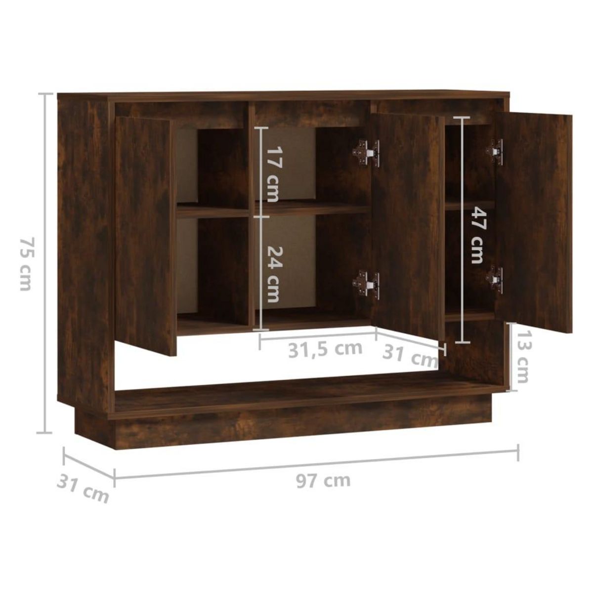 VIDAXL Buffet Chene fume 97x31x75 cm Bois d'ingenierie