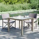 VIDAXL Table de jardin 90x90x75 cm Verre trempe et resine tressee Gris
