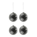 Paris Prix Lot de 4 Boules de Noël  Flocon  10cm Gris Foncé