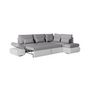 Voir la diapositive 4 : LOUNGITUDE Canapé d'angle réversible convertible SEVARA 4 places - PU blanc et tissu gris clair - Coffre de rangement - L267 x P200 x H90
