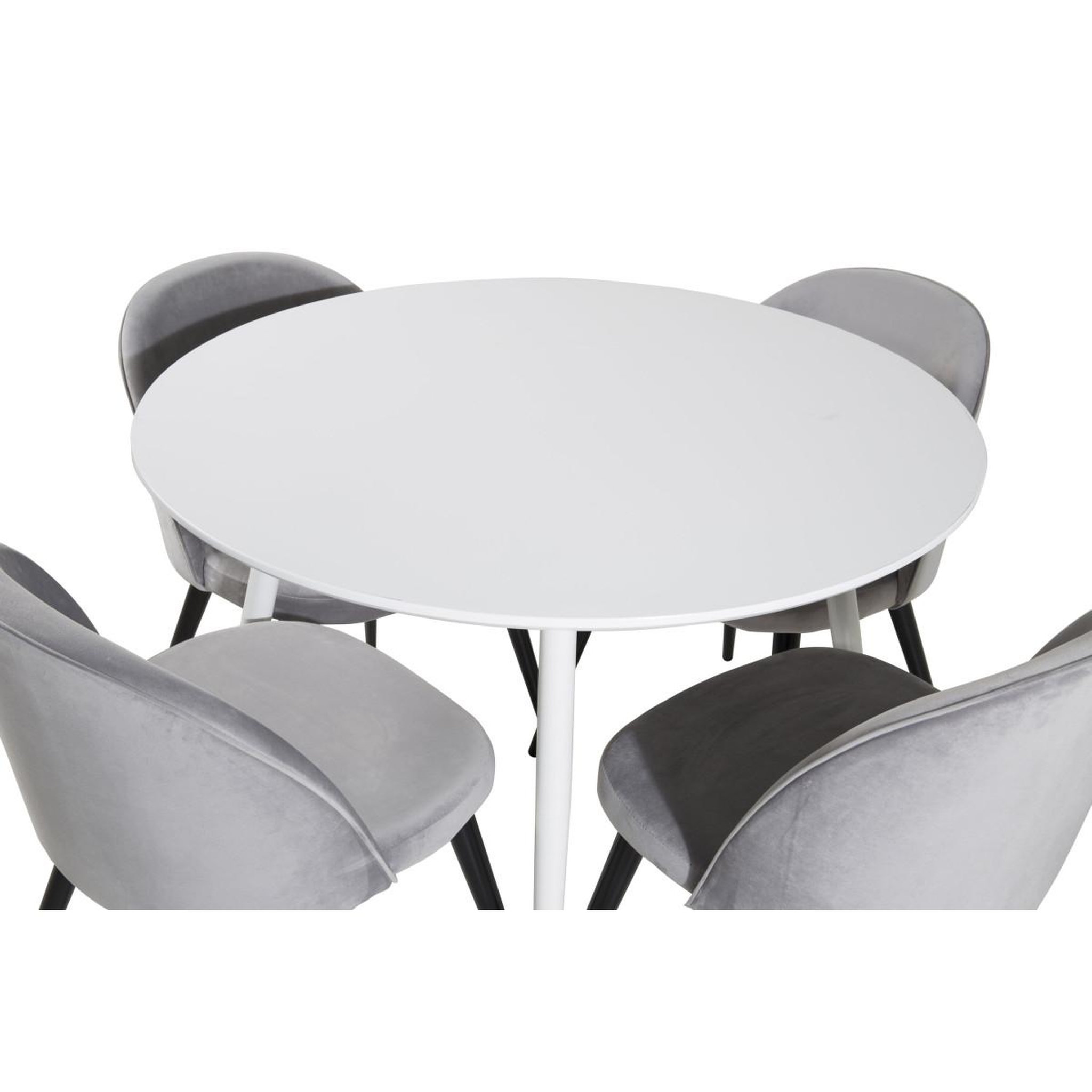 Voir la diapositive 3 : Paris Prix Ensemble table à manger & 4 chaises  plaza i & velvet  100cm blanc & gris