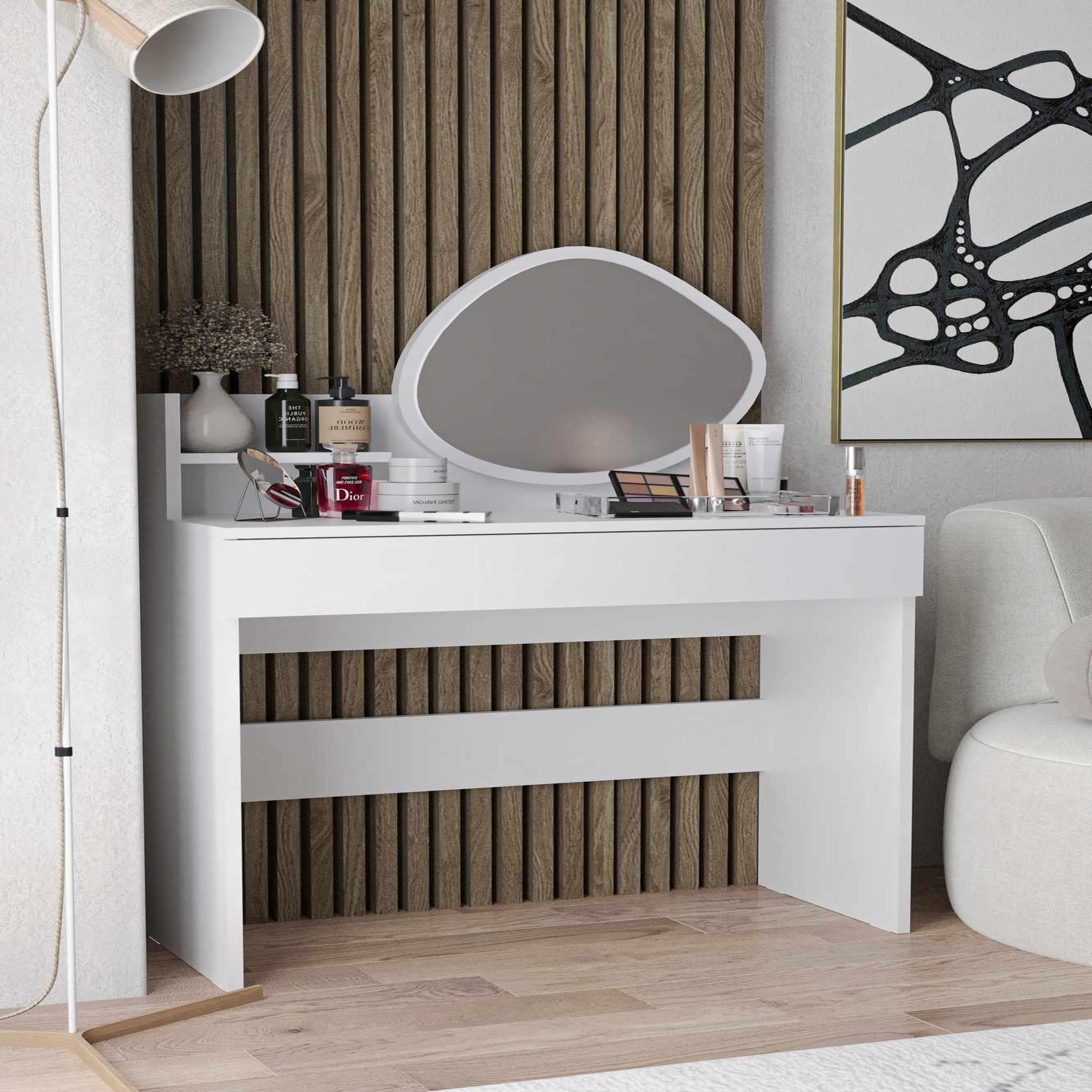 Voir la diapositive 4 : Habitat et Jardin Coiffeuse avec miroir en bois  harmony mini amorphous  - 90 x 40 x 133 cm - blanc