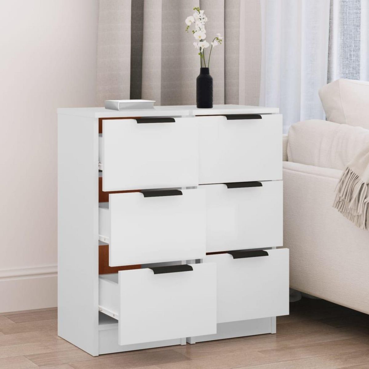 VIDAXL Buffets 2 pcs blanc 30x30x70 cm bois d'ingenierie