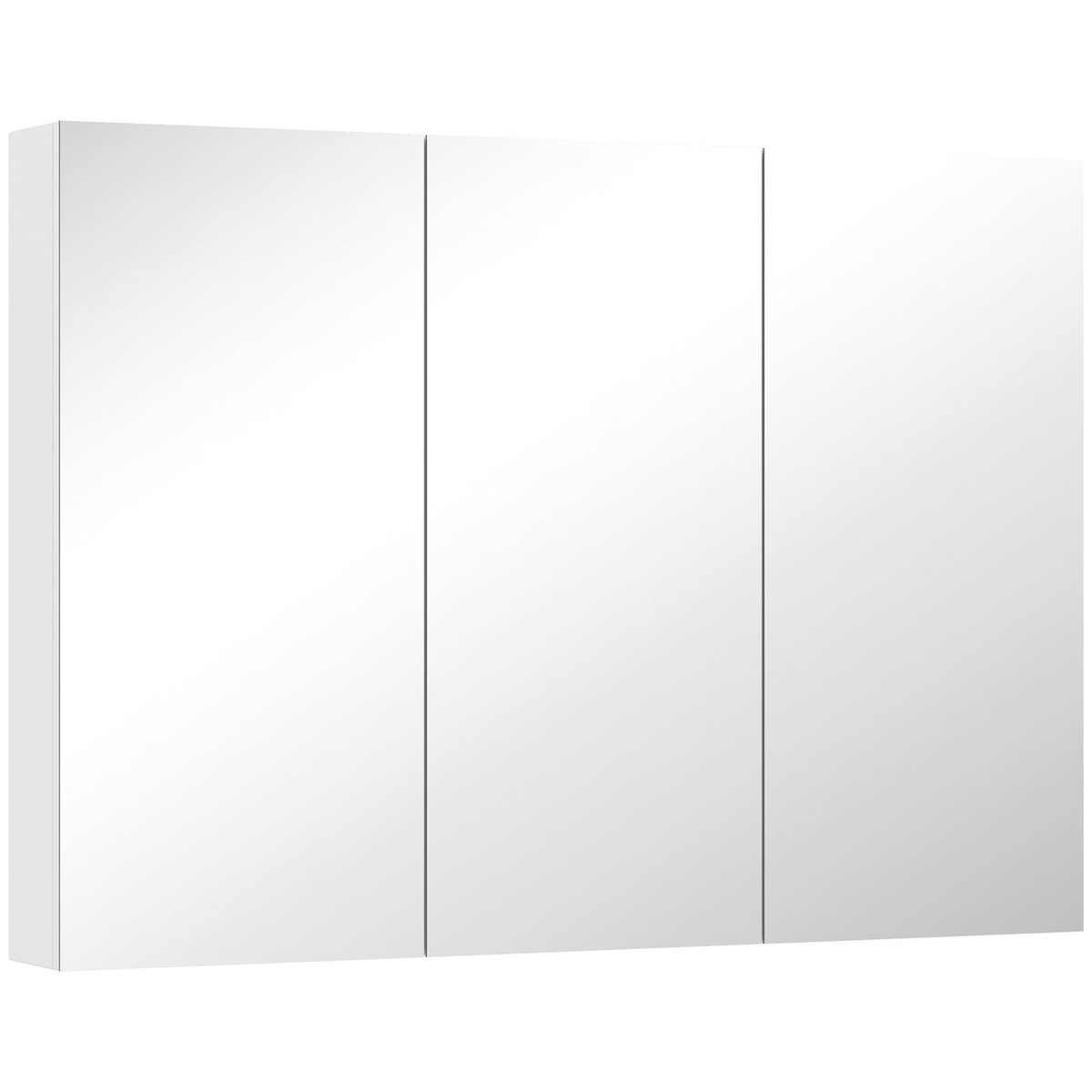 HOMCOM Armoire miroir murale salle de bain design 3 portes 4 étagères  91 x 11 x 65 cm blanc