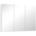 HOMCOM Armoire miroir murale salle de bain design 3 portes 4 étagères  91 x 11 x 65 cm blanc