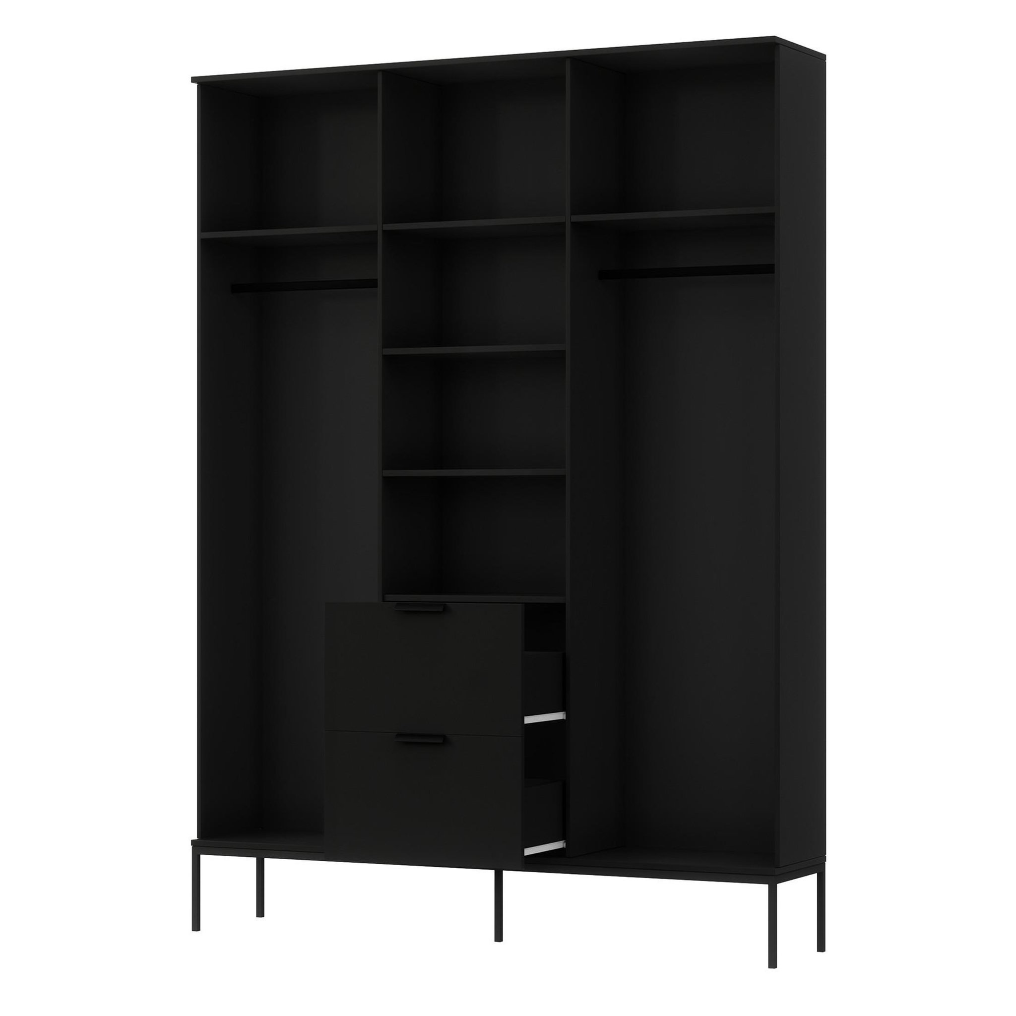 Voir la diapositive 4 : BEST MOBILIER Savanna - armoire - effet bois et noir - 185x200 cm