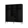 Voir la diapositive 4 : BEST MOBILIER Savanna - armoire - effet bois et noir - 185x180 cm