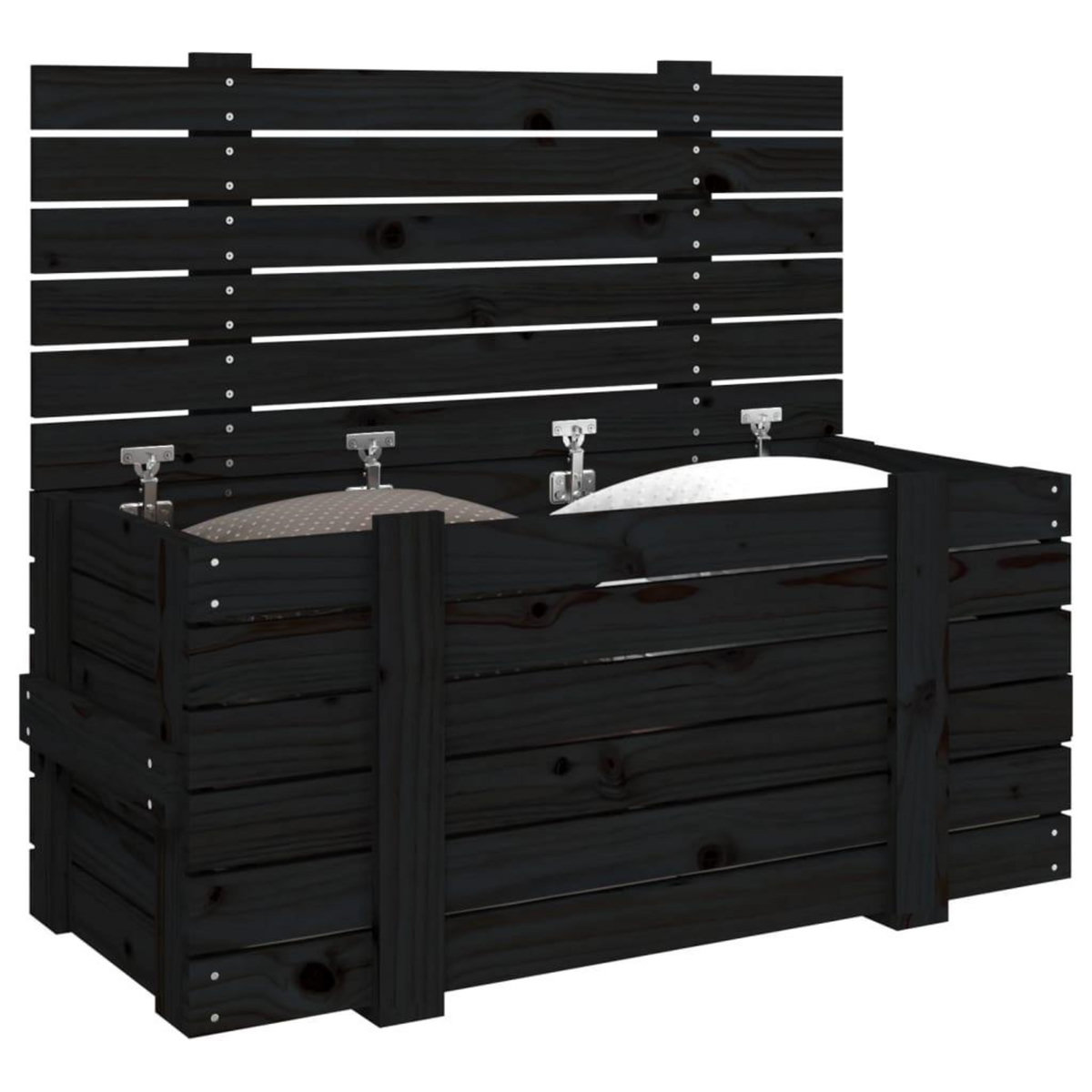 VIDAXL Boîte de rangement Noir 91x40,5x42 cm Bois massif de pin