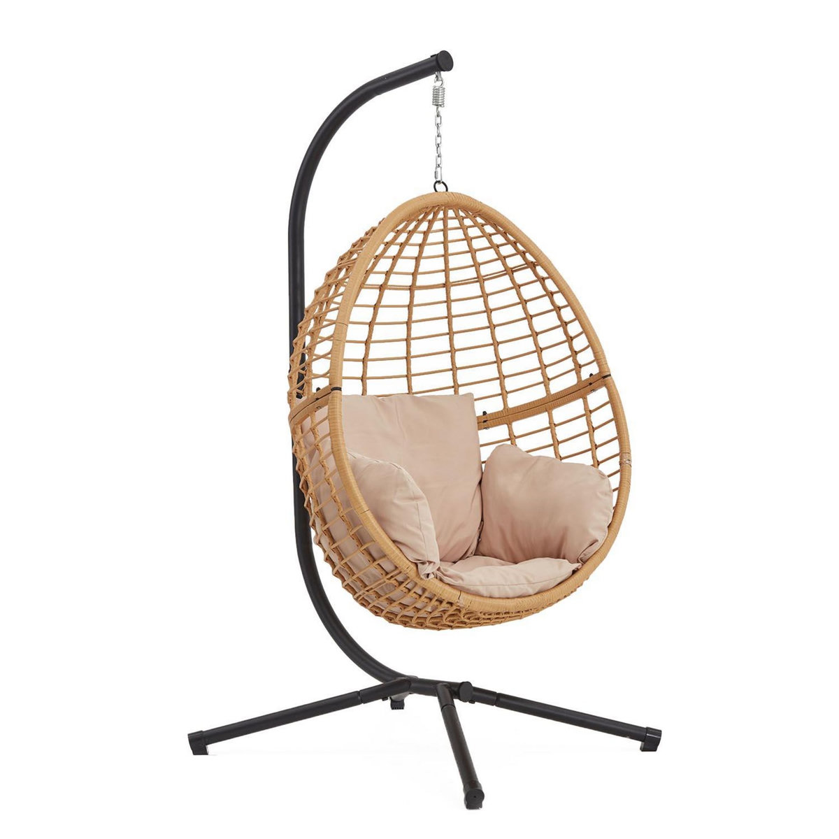 CONCEPT USINE Fauteuil suspendu en résine tressée beige et noir AUROA