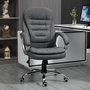 Voir la diapositive 2 : HOMCOM Fauteuil de bureau manager chaise de bureau ergonomique double coussin réglable roulettes toile lin gris foncé