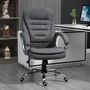 Voir la diapositive 2 : HOMCOM Fauteuil de bureau manager chaise de bureau ergonomique double coussin réglable roulettes toile lin gris foncé