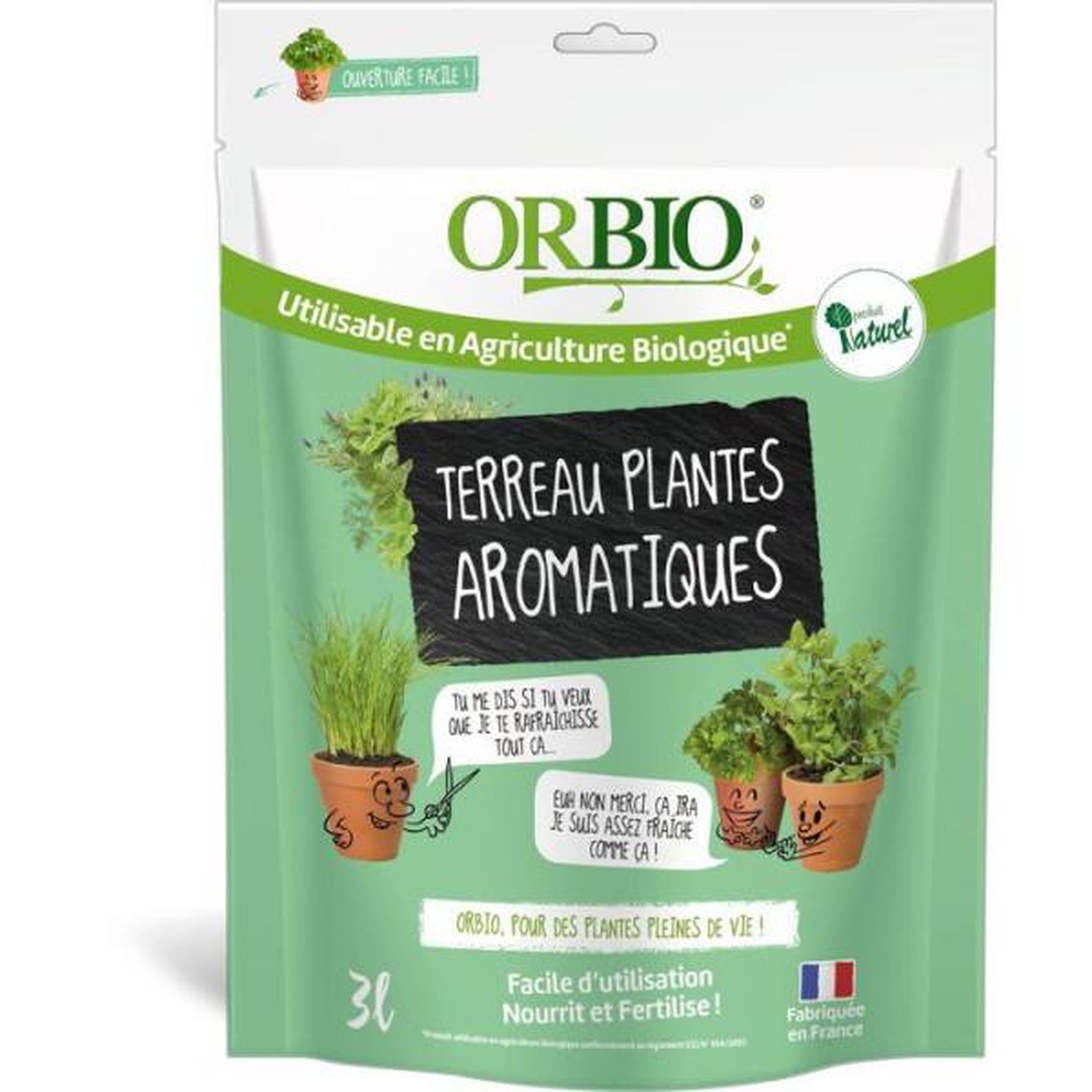 ORBIO Terreau plantes aromatiques - ORBIO - 3 L - Substrat spécifique aromatiques - Drainage optimisé