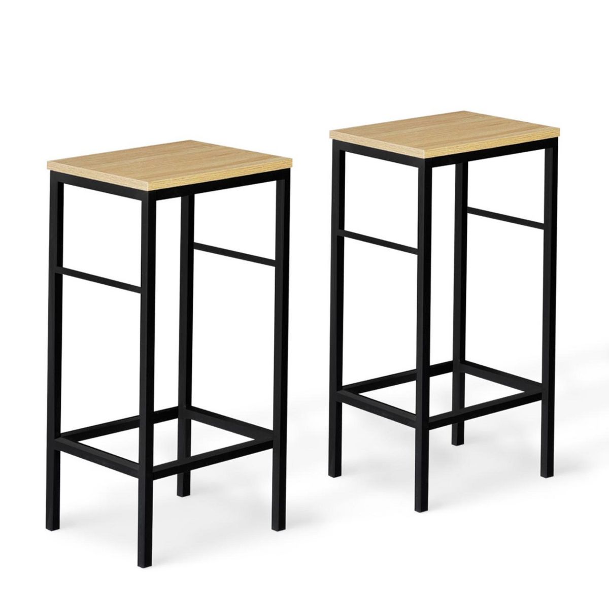 ID MARKET Ensemble table de bar DETROIT et 2 tabourets design industriel
