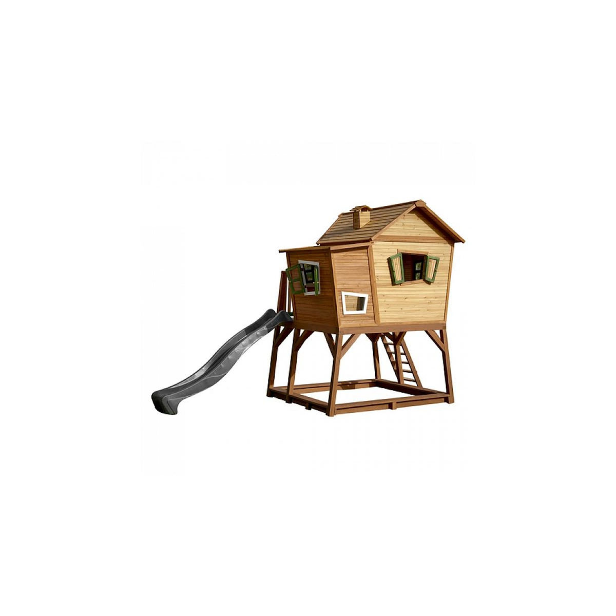 Axi House AXI Crooked Max Maisonnette Marron vert Toboggan Gris
