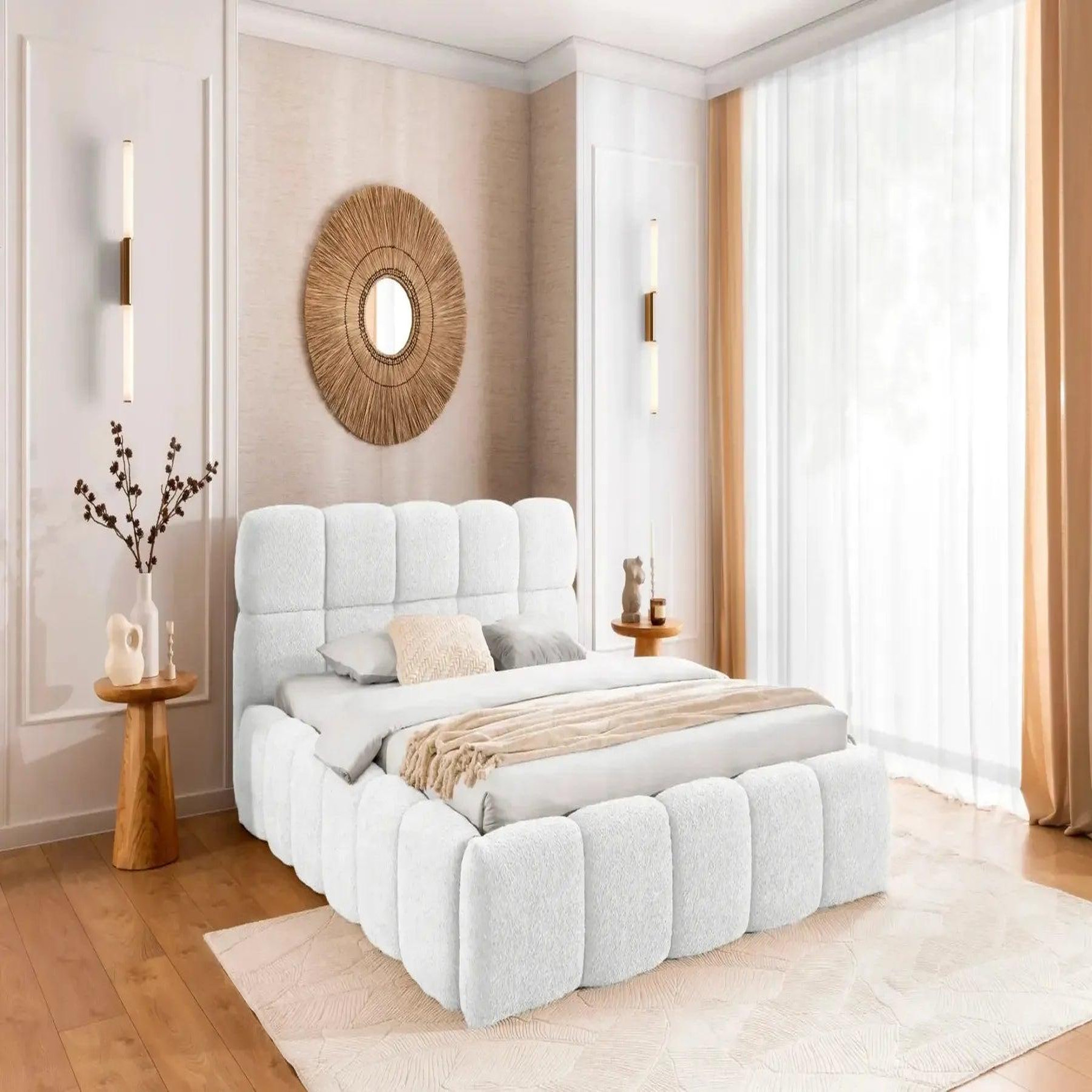 Voir la diapositive 2 : CASANOVA PARIS Elise - lit coffre tissu bouclette