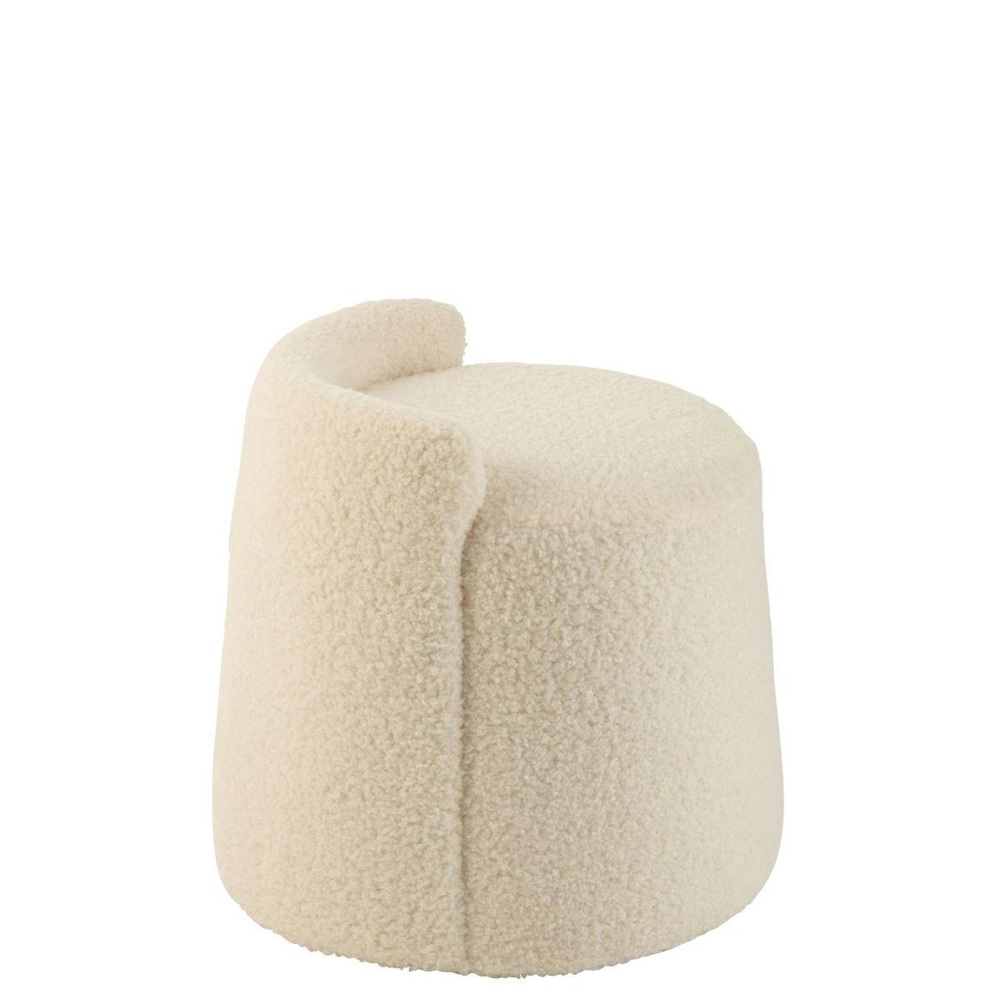 Voir la diapositive 3 : J-LINE Pouf Design Bouclette  Teddy  40cm Beige