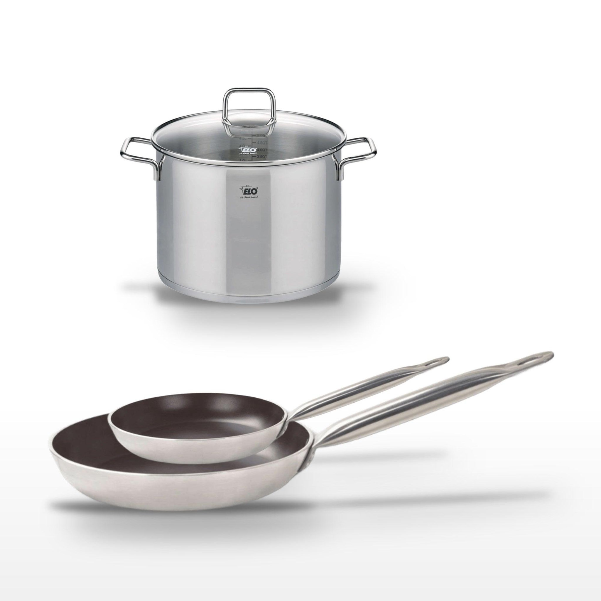 ELO Lot de 2 poêles 24/32 cm céramique sans pfas elo bistro line et faitout 26 cm elo