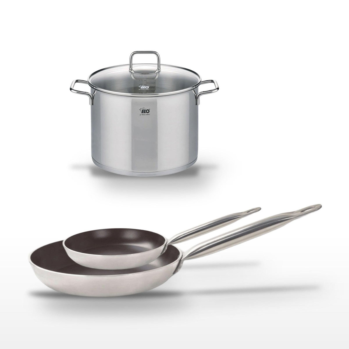 ELO Lot de 2 Poêles 24/32 cm céramique sans PFAS Elo Bistro Line et Faitout 26 cm Elo