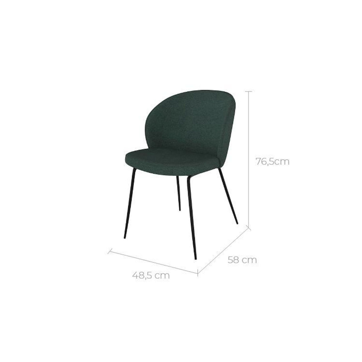Rendez vous déco Lot de 2 chaises vertes en tissu bouclette et pied en métal-Groom