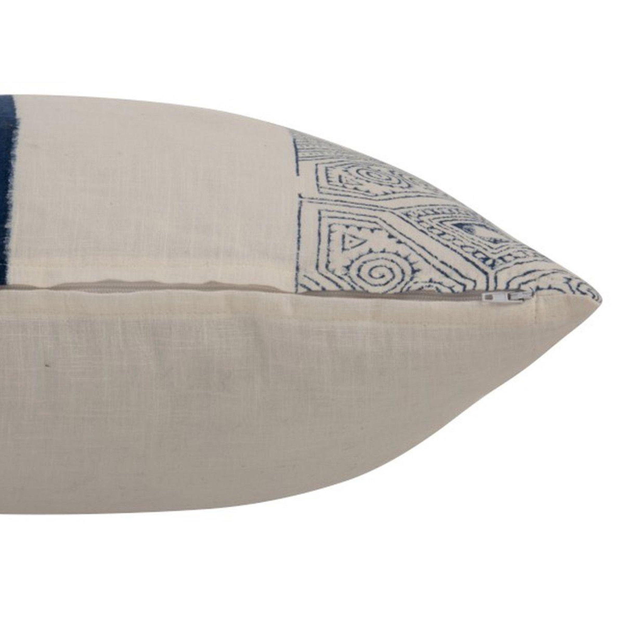 Voir la diapositive 3 : J-LINE Coussin carré coton  aztèque  50x50cm bleu & blanc