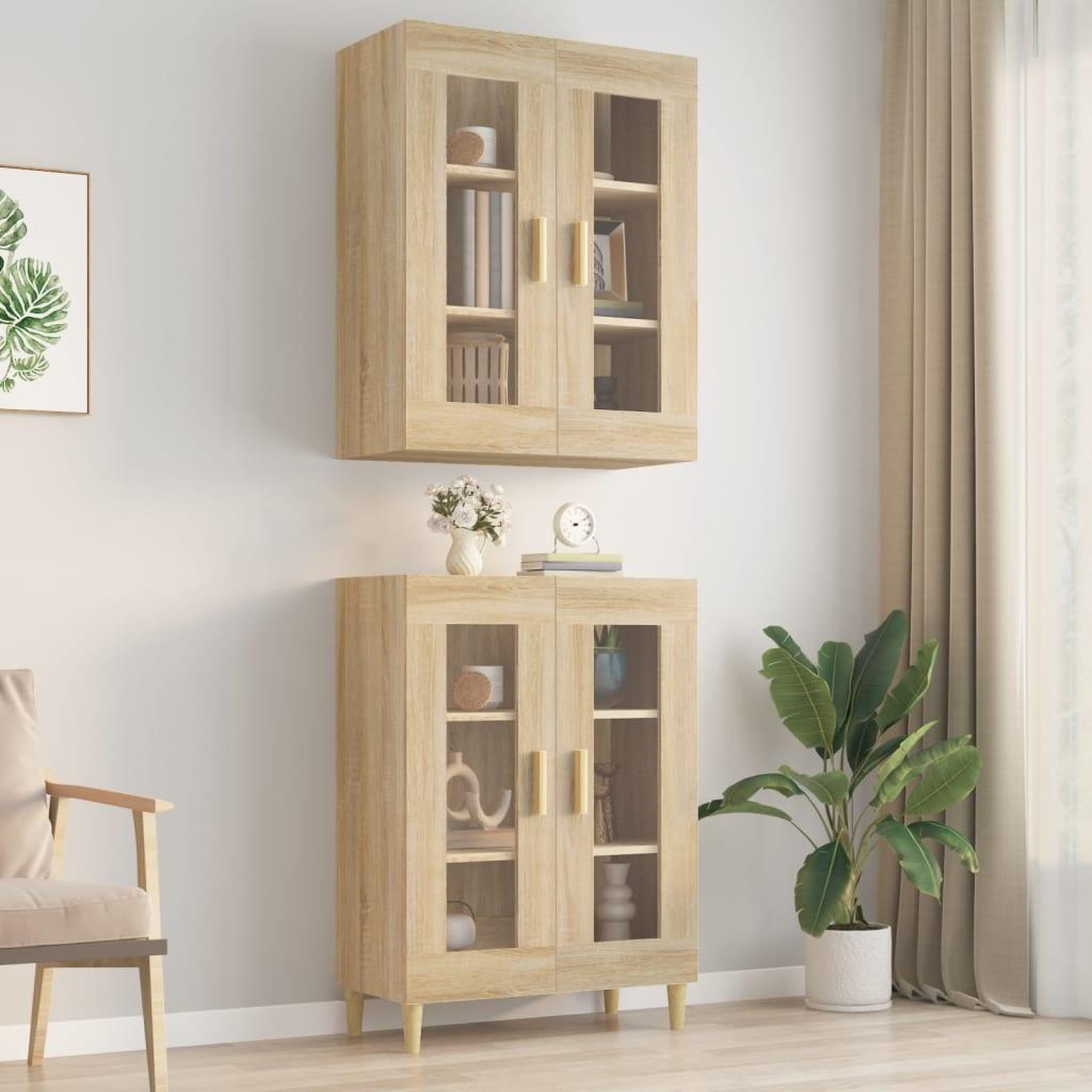Voir la diapositive 1 : VIDAXL Armoire murale suspendue Chene sonoma 69,5x34x90 cm