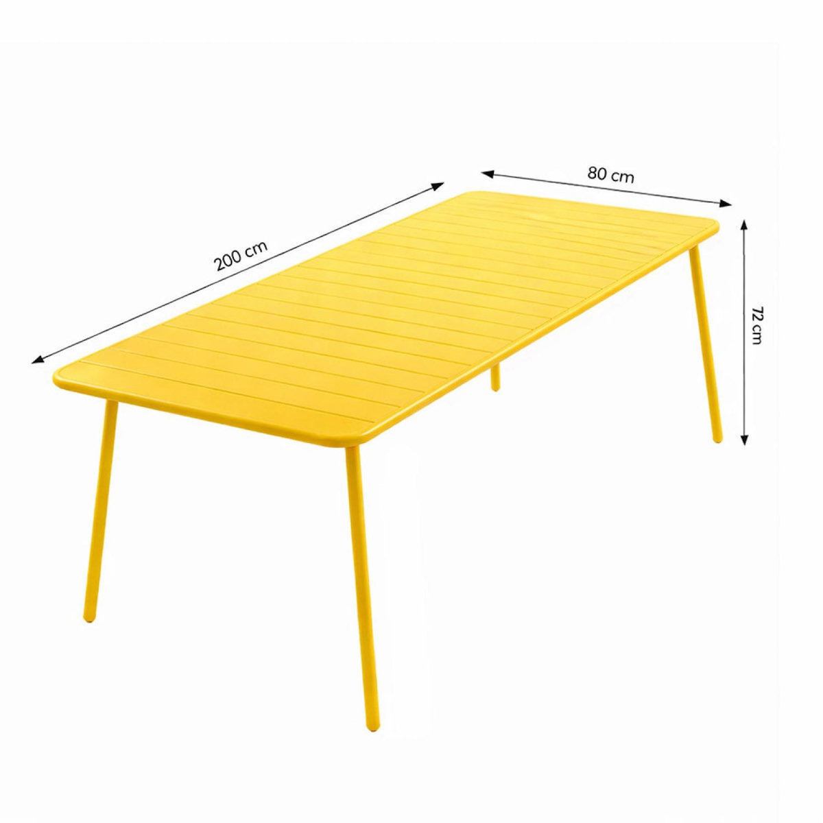 CONCEPT USINE Ensemble table de jardin 200 cm et 8 chaises jaune BERGAME