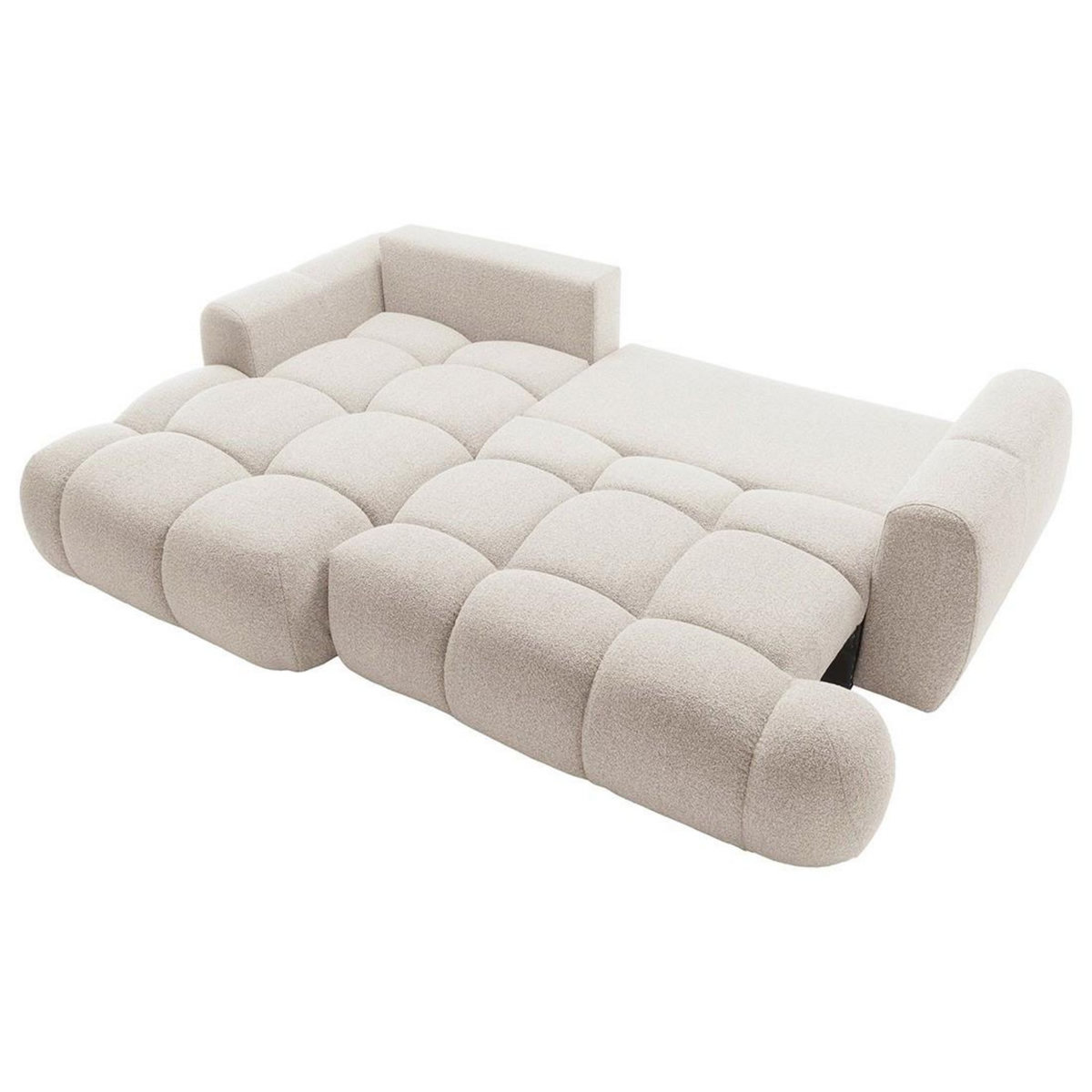 BEST MOBILIER Yulin - canapé d'angle gauche 4 places convertible avec coffre en tissu bouclette