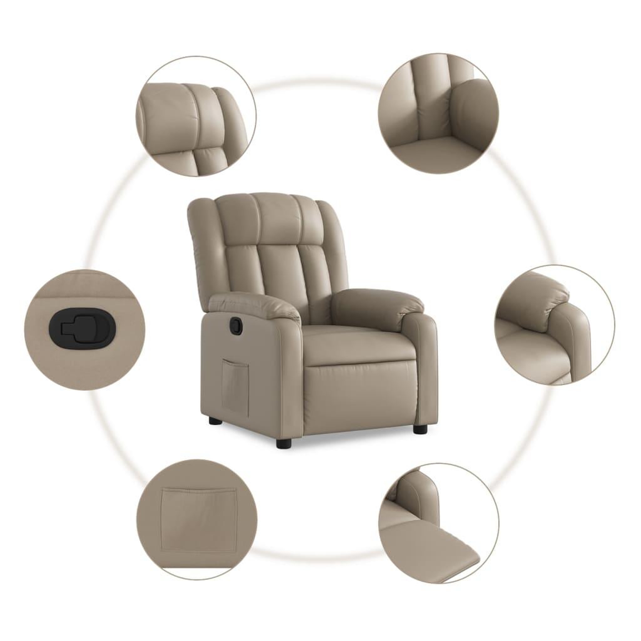 Voir la diapositive 5 : VIDAXL Fauteuil inclinable Cappuccino Similicuir