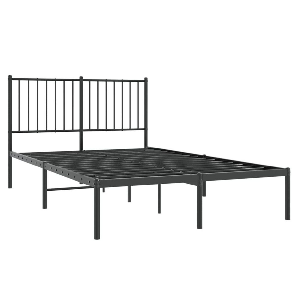 VIDAXL Cadre de lit metal sans matelas avec tete de lit noir 120x200cm
