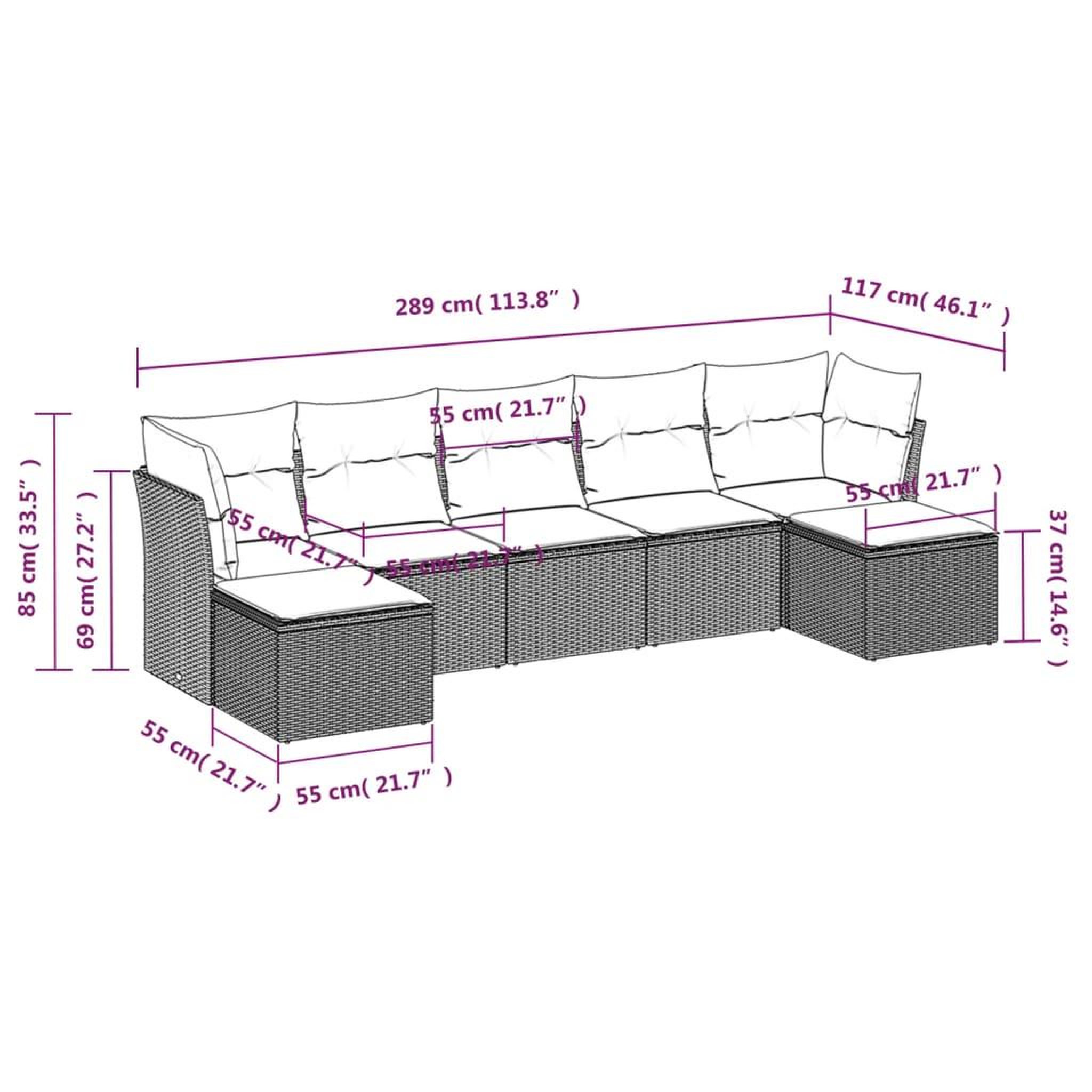 Voir la diapositive 3 : VIDAXL Salon de jardin 7 pcs avec coussins noir resine tressee
