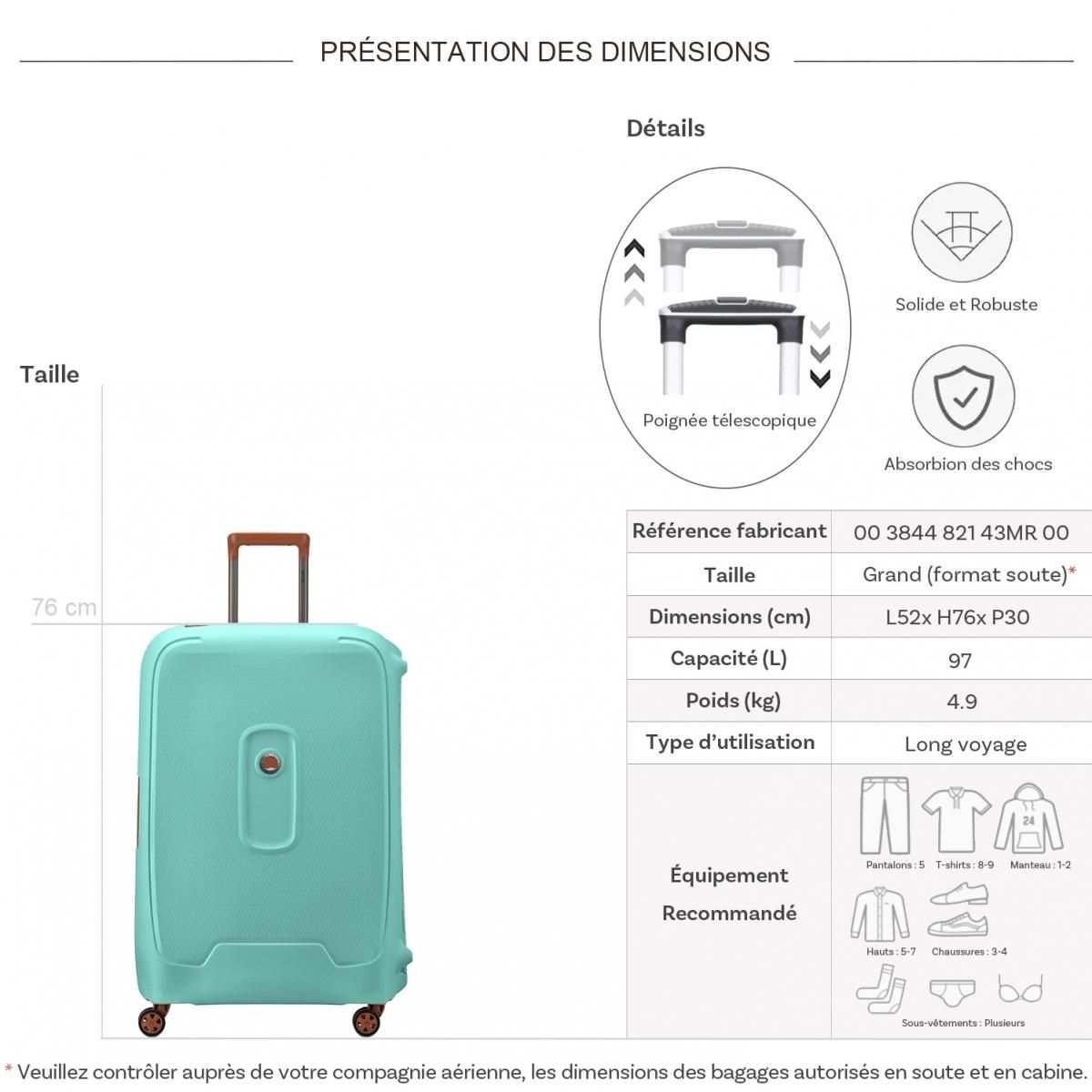 Delsey Grande valise rigide Moncey TSA polypropylène 76cm