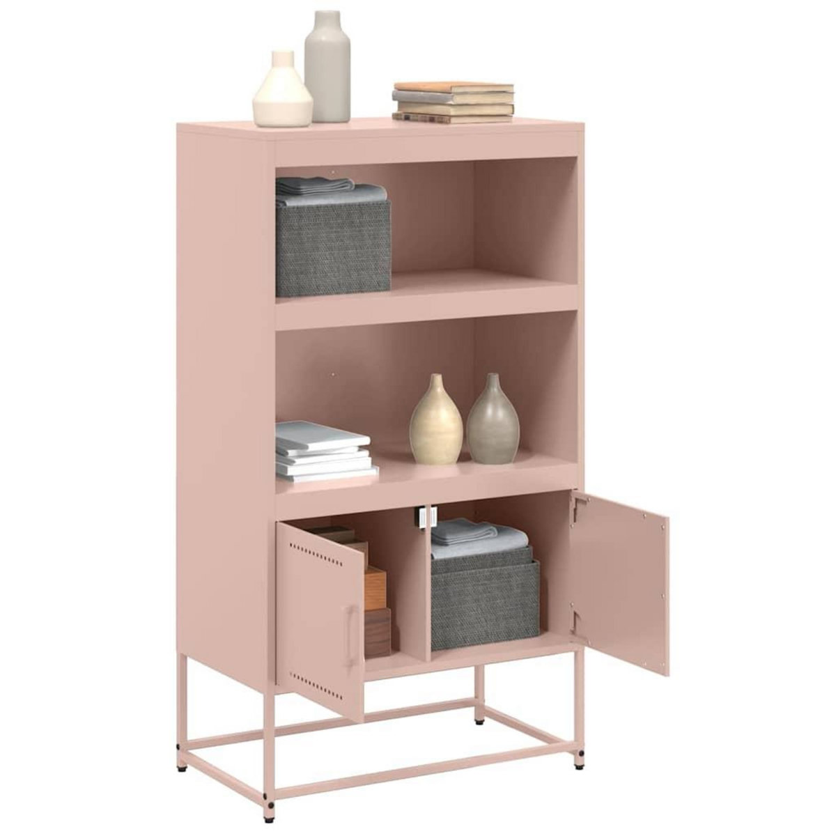 VIDAXL Buffet haut rose 68,5x38,5x123,5 cm acier