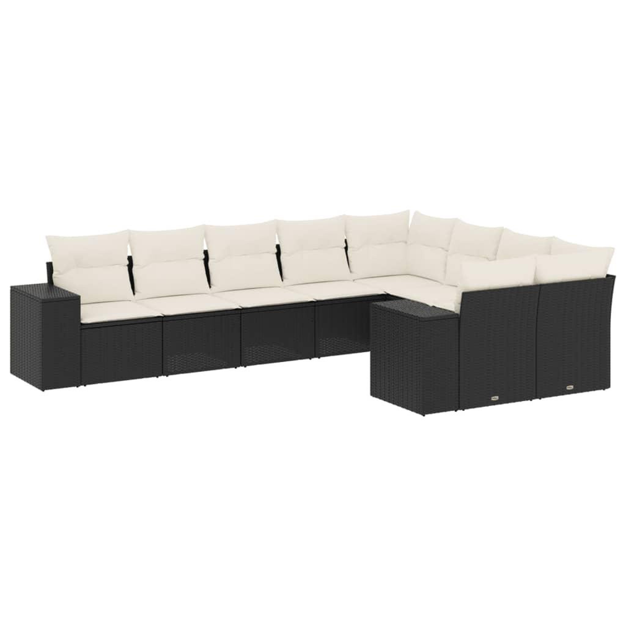 Voir la diapositive 2 : VIDAXL Salon de jardin 9 pcs avec coussins noir resine tressee