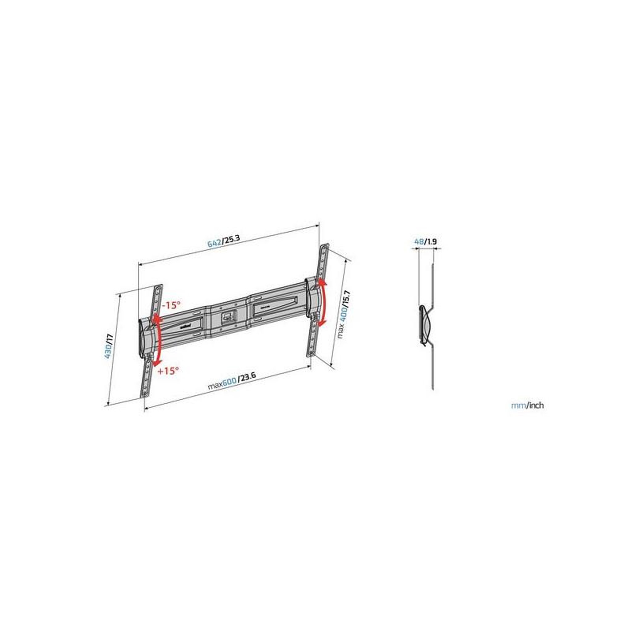 Voir la diapositive 3 : Meliconi SUPPORTS MURAUX TV - GAMME GHOSTSLIM PLUS MELICONI - GST600PLUSCG