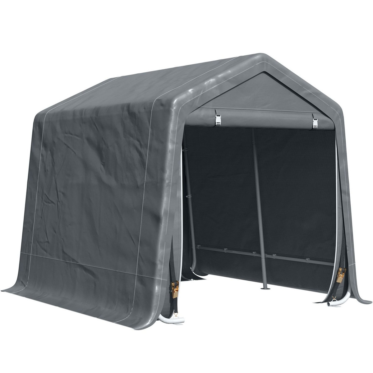 OUTSUNNY Abri de jardin - tente de stockage - abri de vélo - 2 portes zippées - dim. 280L x 240l x 240H cm - métal PE gris