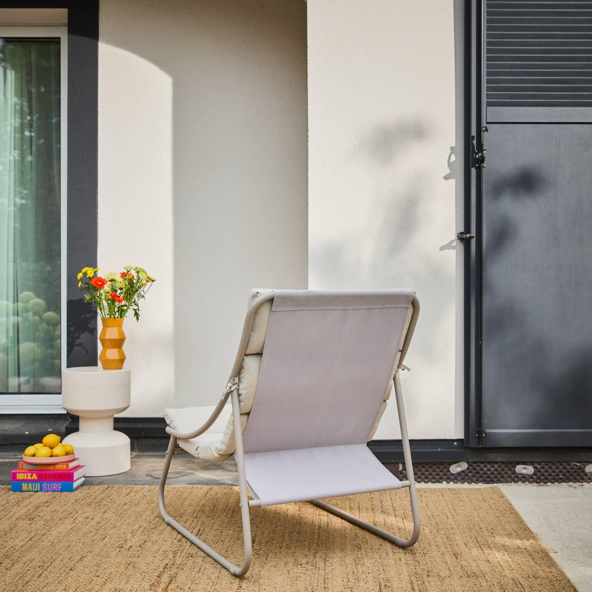 SWEEEK Lot de 2 fauteuils relax acier beige - Edena