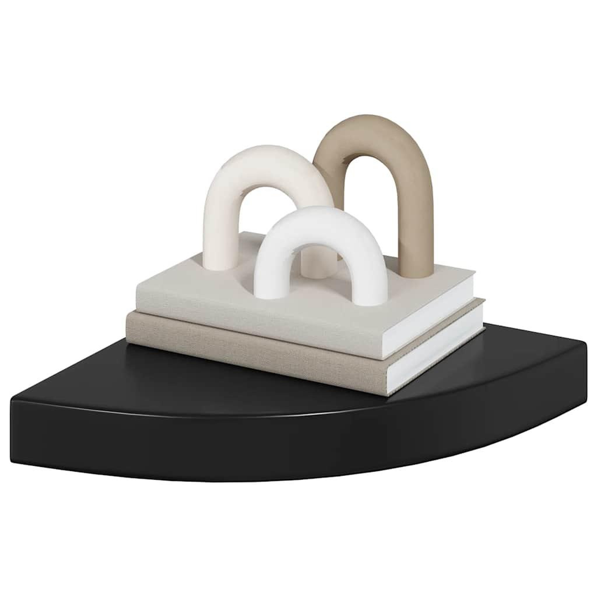 Voir la diapositive 4 : VIDAXL 323889 floating corner shelf high gloss black 25x25x3,8 cm mdf