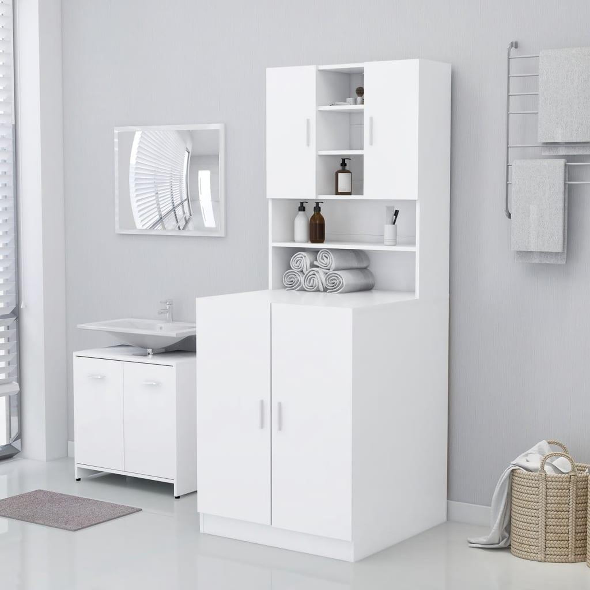 Voir la diapositive 1 : VIDAXL Meuble pour machine a laver Blanc 71x71,5x91,5 cm