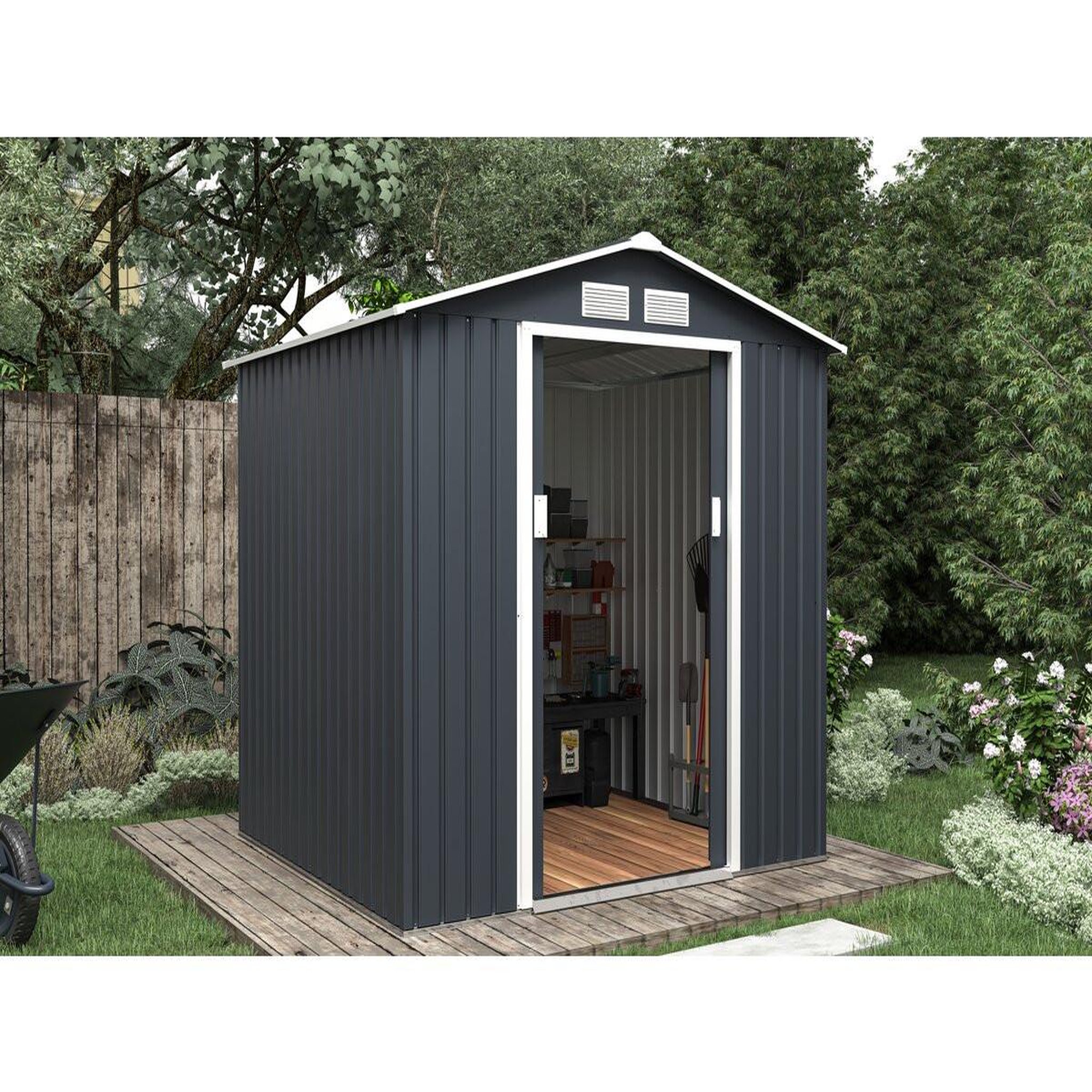 Voir la diapositive 2 : Habitat et Jardin Abri de jardin métal  vegas  - 4,07 m² - gris