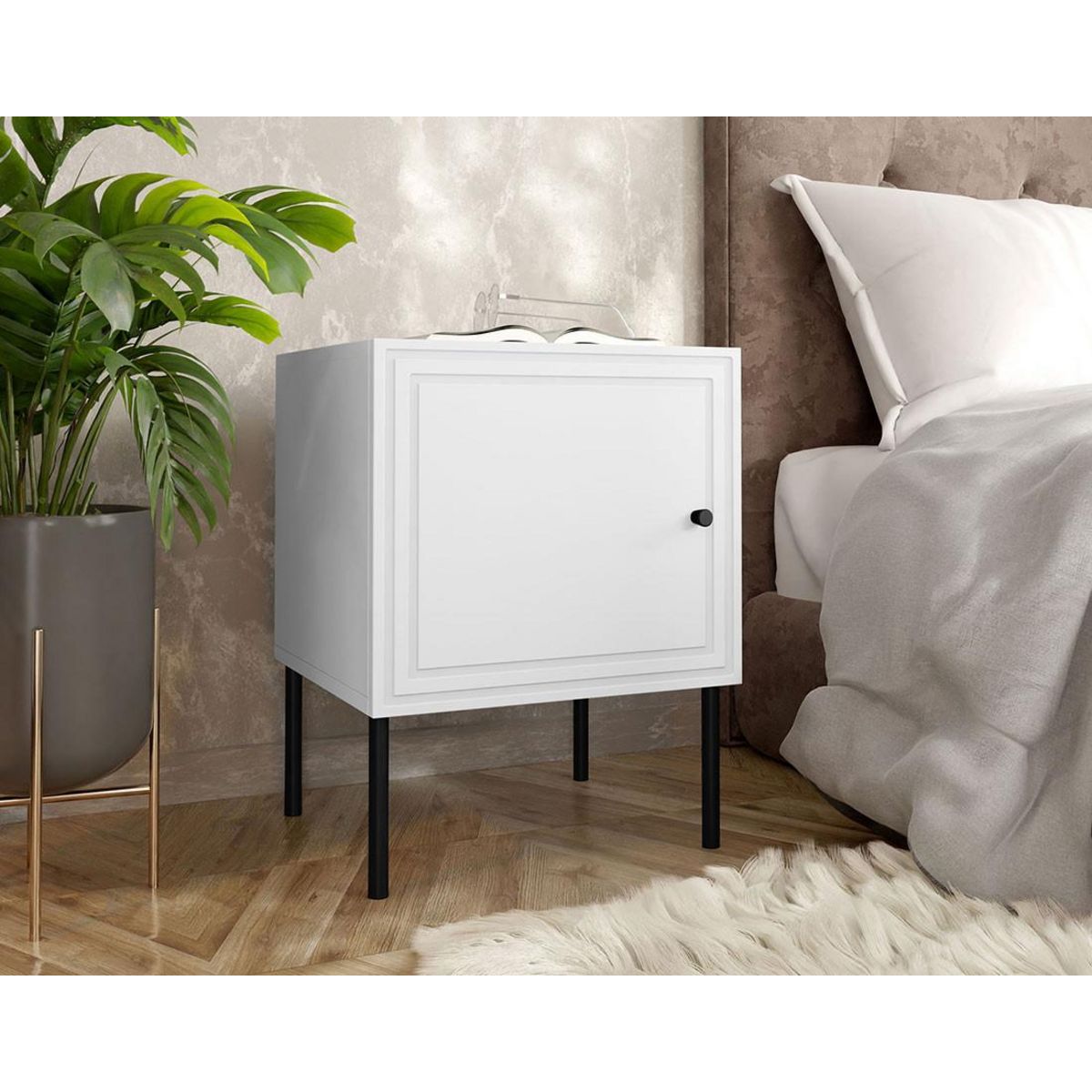 BEST MOBILIER Lavaggi - table de chevet - blanc - 45 cm