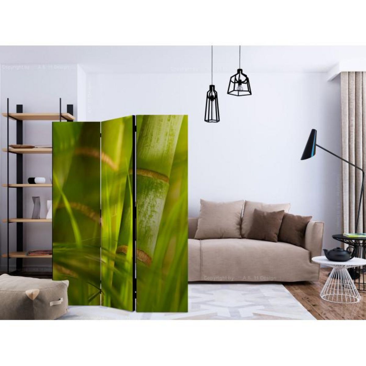 Paris Prix Paravent 3 Volets  Bamboo Nature Zen  135x172cm