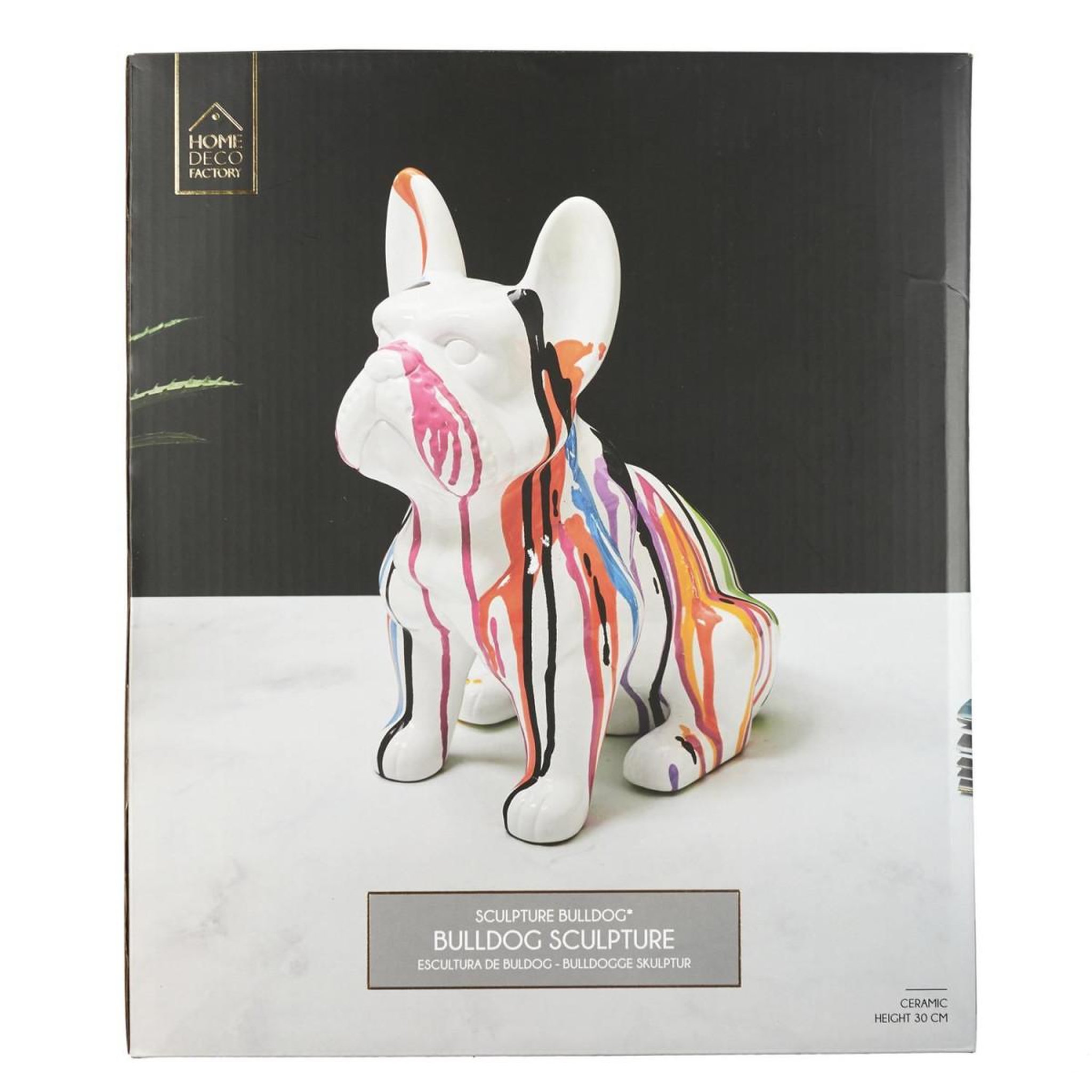 Voir la diapositive 6 : The Home Deco Factory Statuette déco  bulldog coulures  30cm multicolore