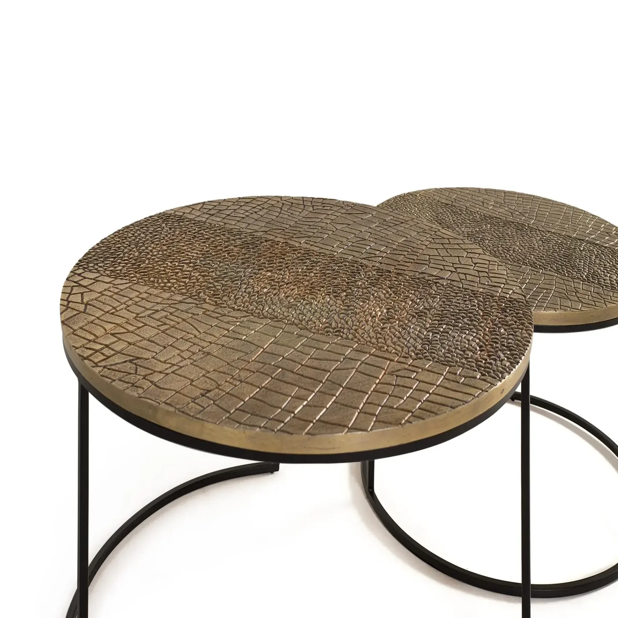 Voir la diapositive 2 : GINER Y COLOMER SL Lot de 2 tables basses de aluminium grande table : 76 cm, petite table : 60 cm style industriel