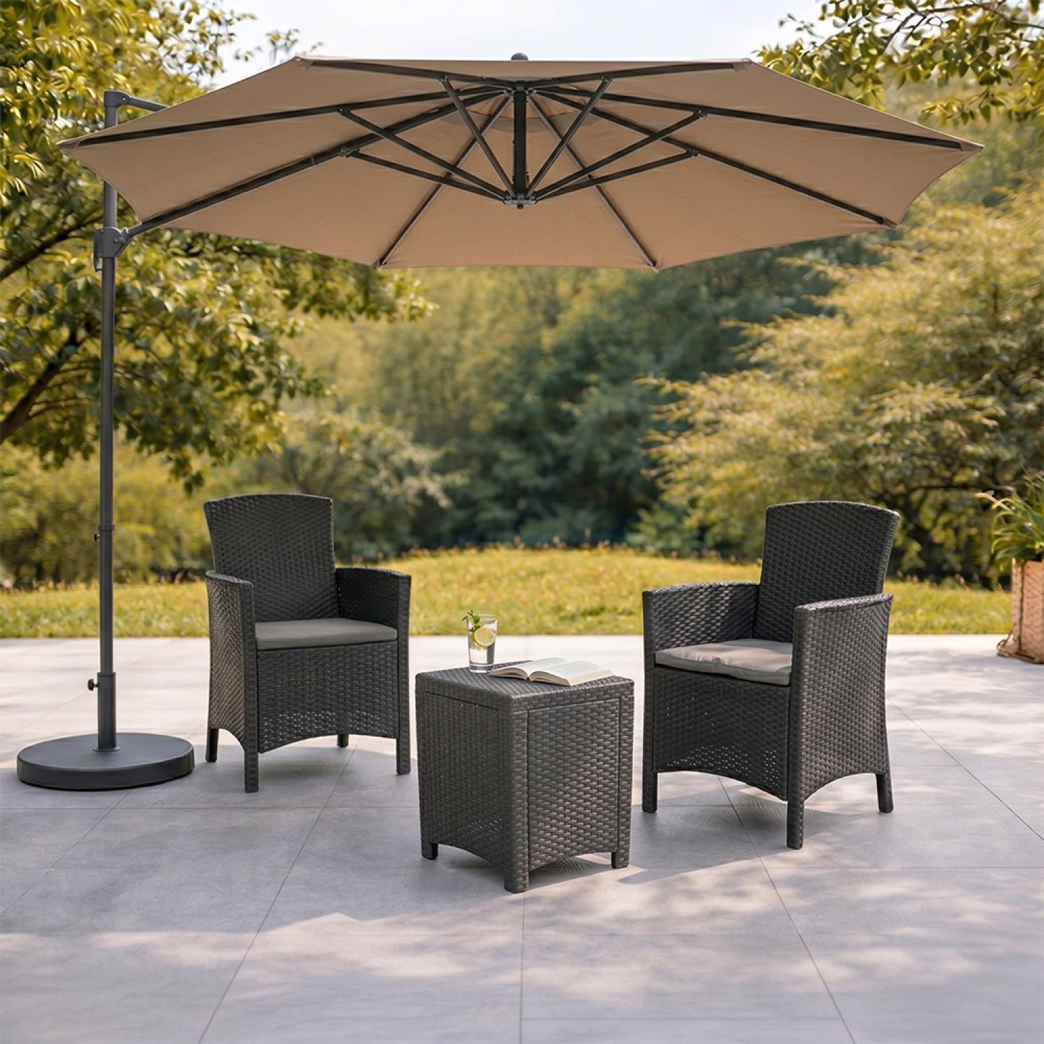 Voir la diapositive 5 : CONCEPT USINE Ensemble de jardin 2 fauteuils gris anthracite avec table basse adana