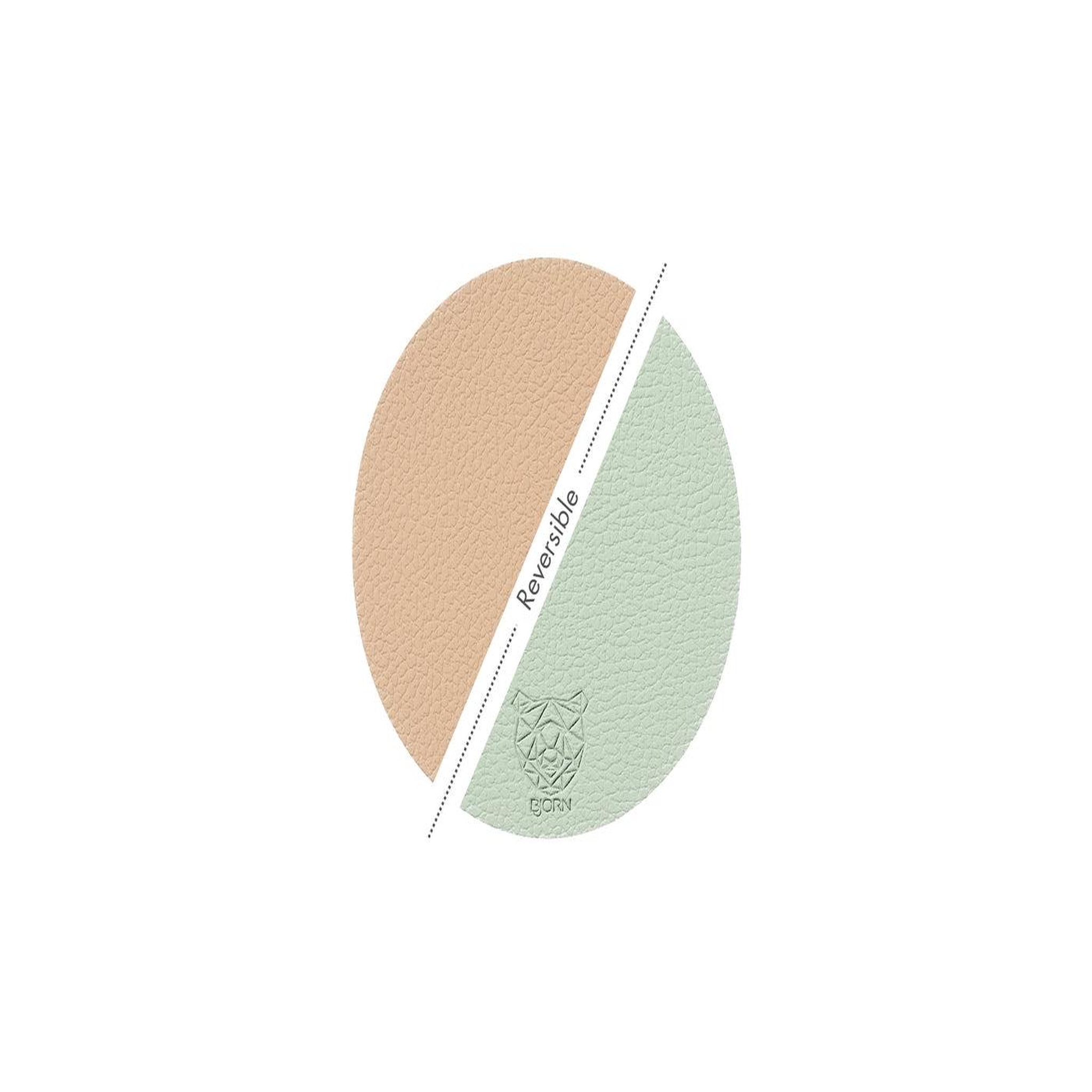 Voir la diapositive 3 : BJORN Sous-verre rond réversible - 6 pièces - cuir recyclé rose pâle et vert pâle