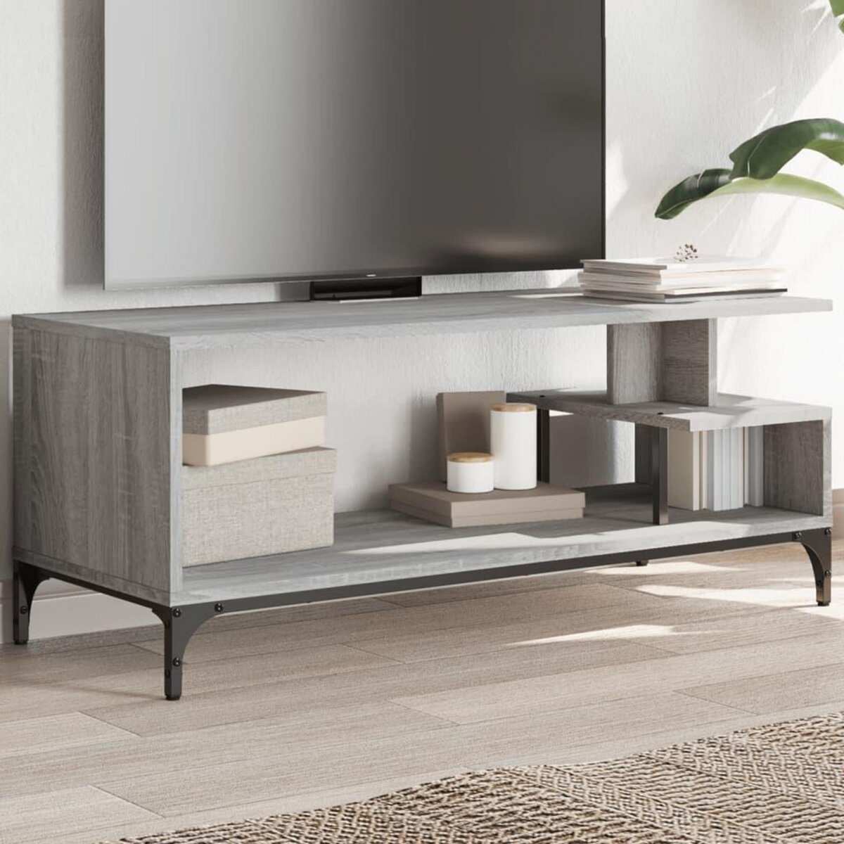 VIDAXL Meuble TV sonoma gris bois ingenierie et acier enduit de poudre